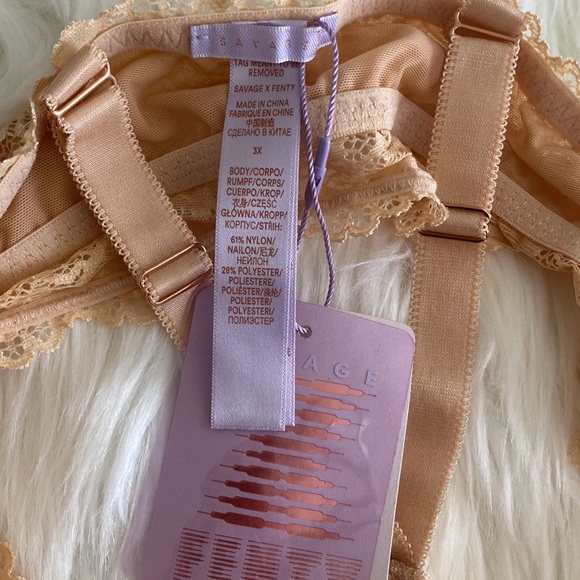 Savage X Fenty Honey Nude Floral Lace Racerback Bralette 3X - Picture 6 of 7